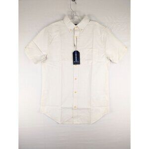 Ben Sherman Shirt Mens‎ Small Short Sleeve Textured Slub in Stone 100% Cotton
